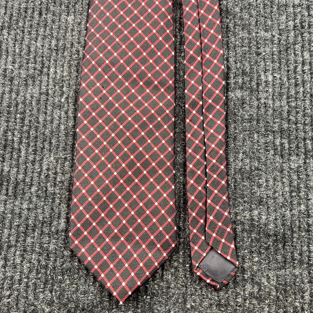 Brooks Brothers 346 Pure Silk Neck Tie Red Blue Geometric Pattern USA / Italy
